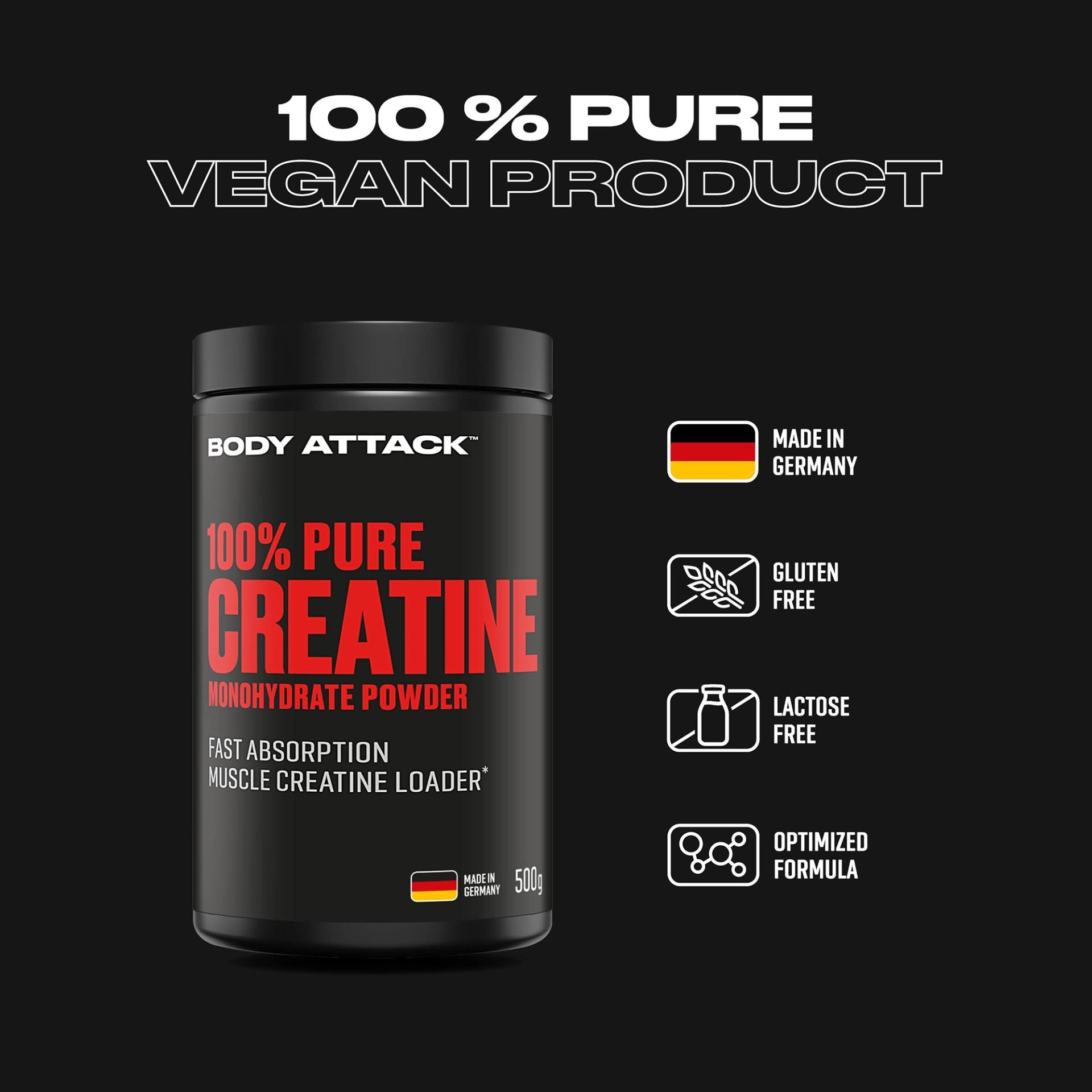 BODY ATTACK - 100% Pure Creatine 500g benefits